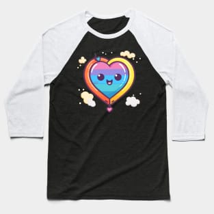 Kawaii Cute Heart Balloon Pride Rainbow Baseball T-Shirt